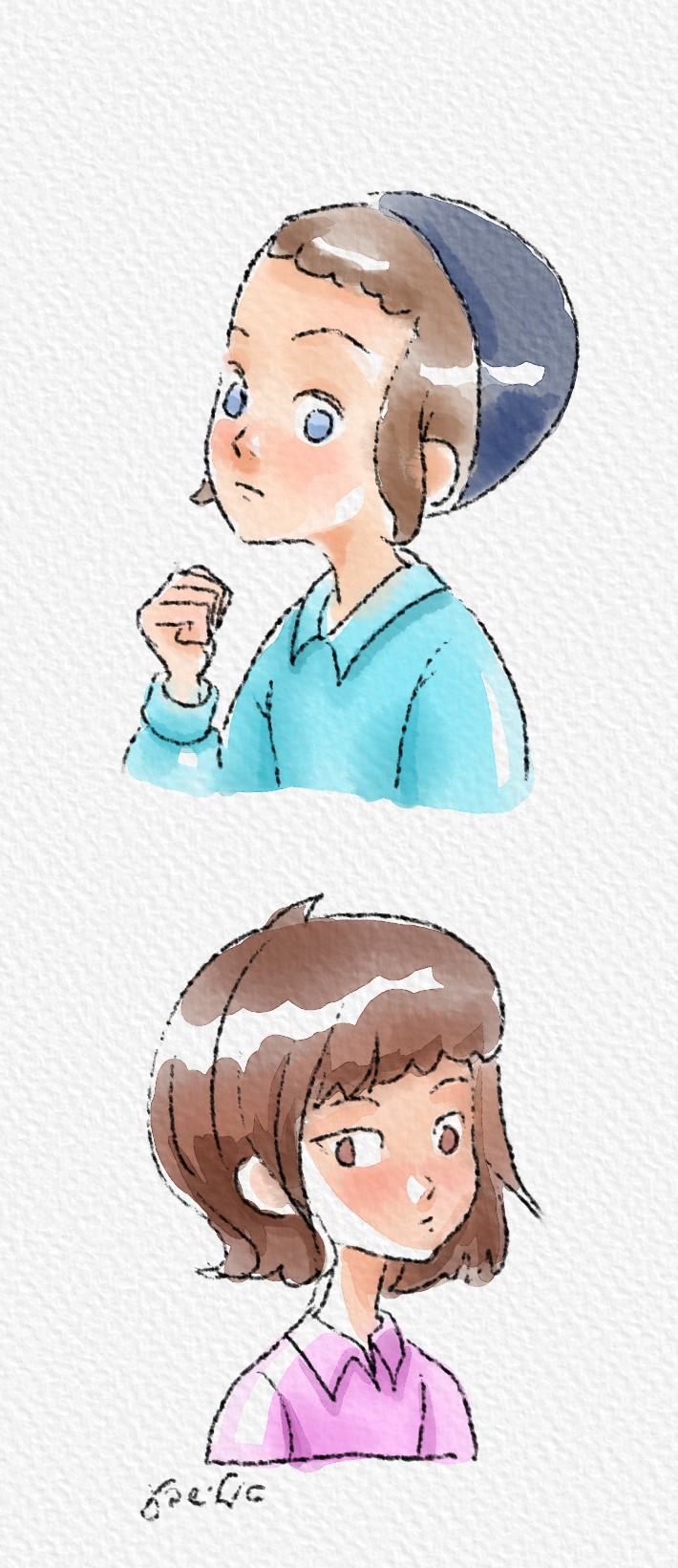 דמויות בצבעי מים