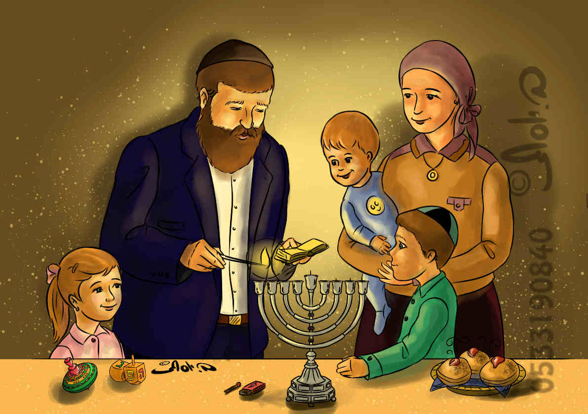 הדלקת נרות חנוכה.כל הזוכויות שמורות!