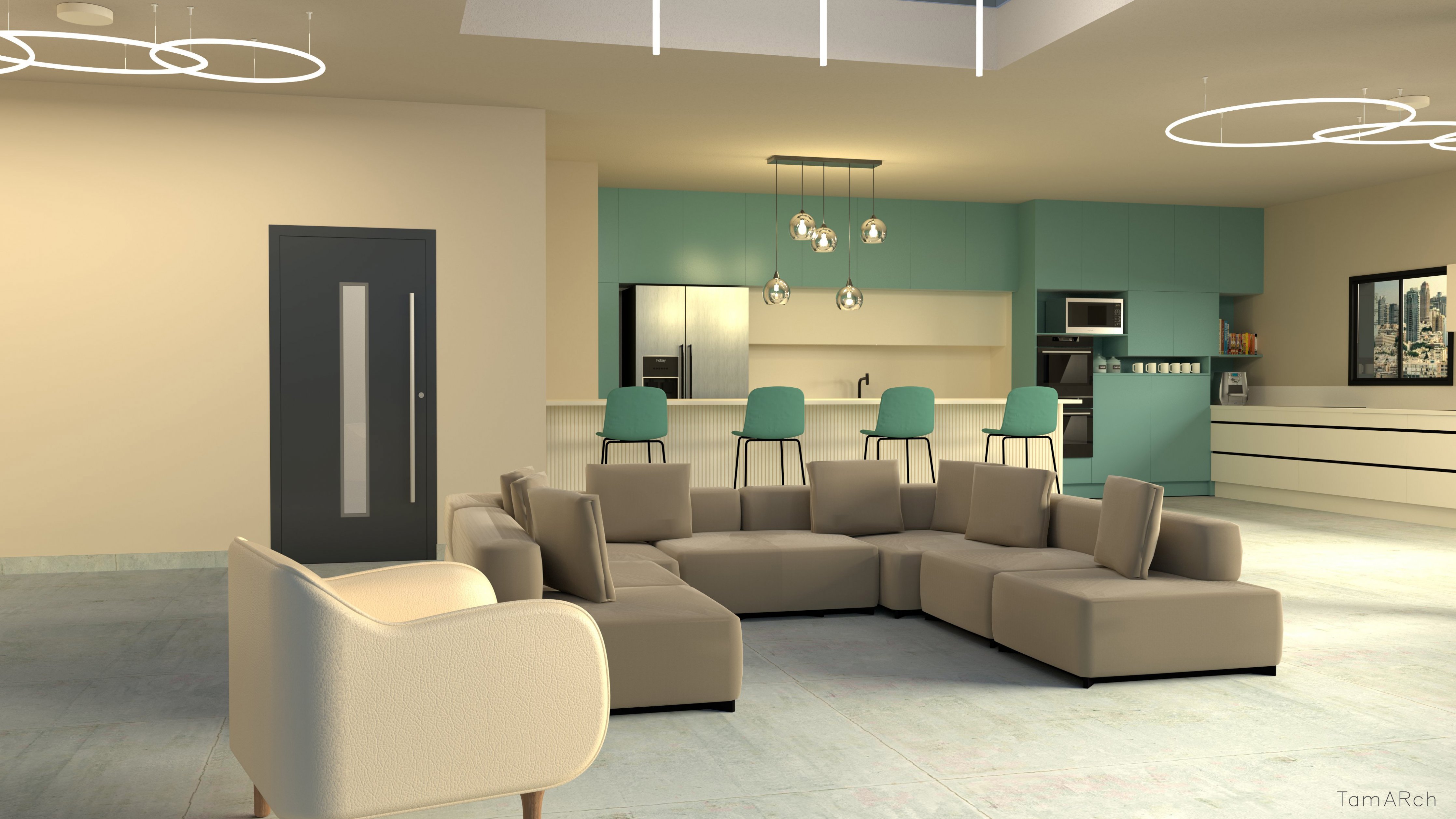 הדמיה סלון-מטבח