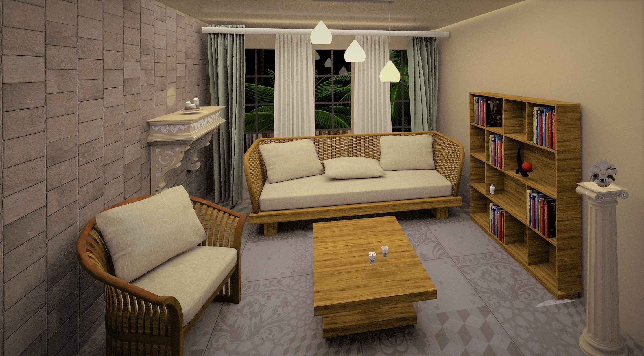 הדמיית חדר אורחים