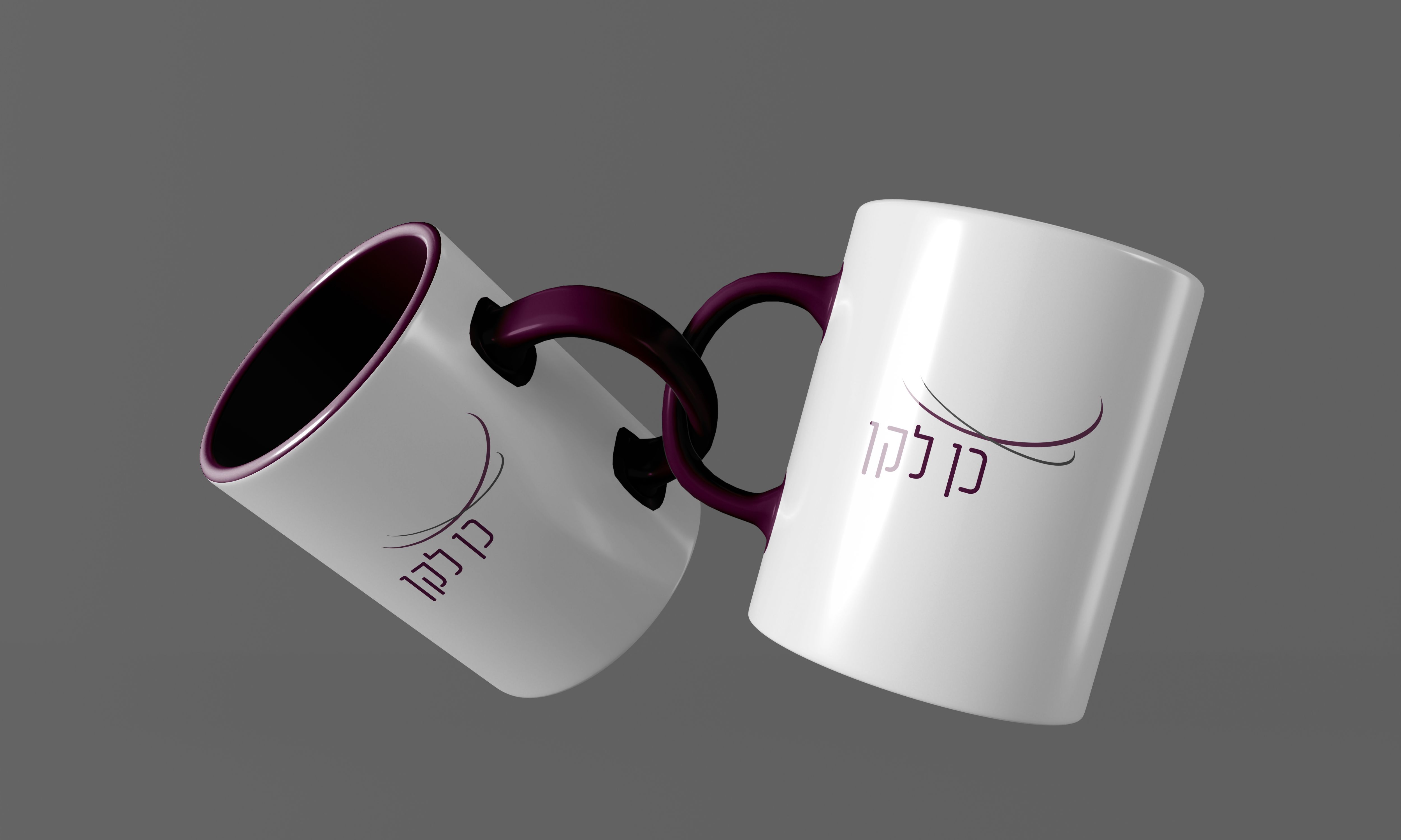 הדמיית לוגו על ספלי קפה