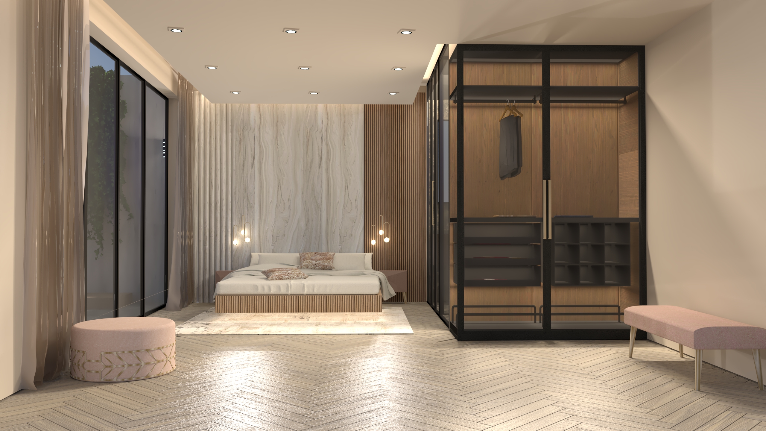 הדמית חדר שינה יוקרתי