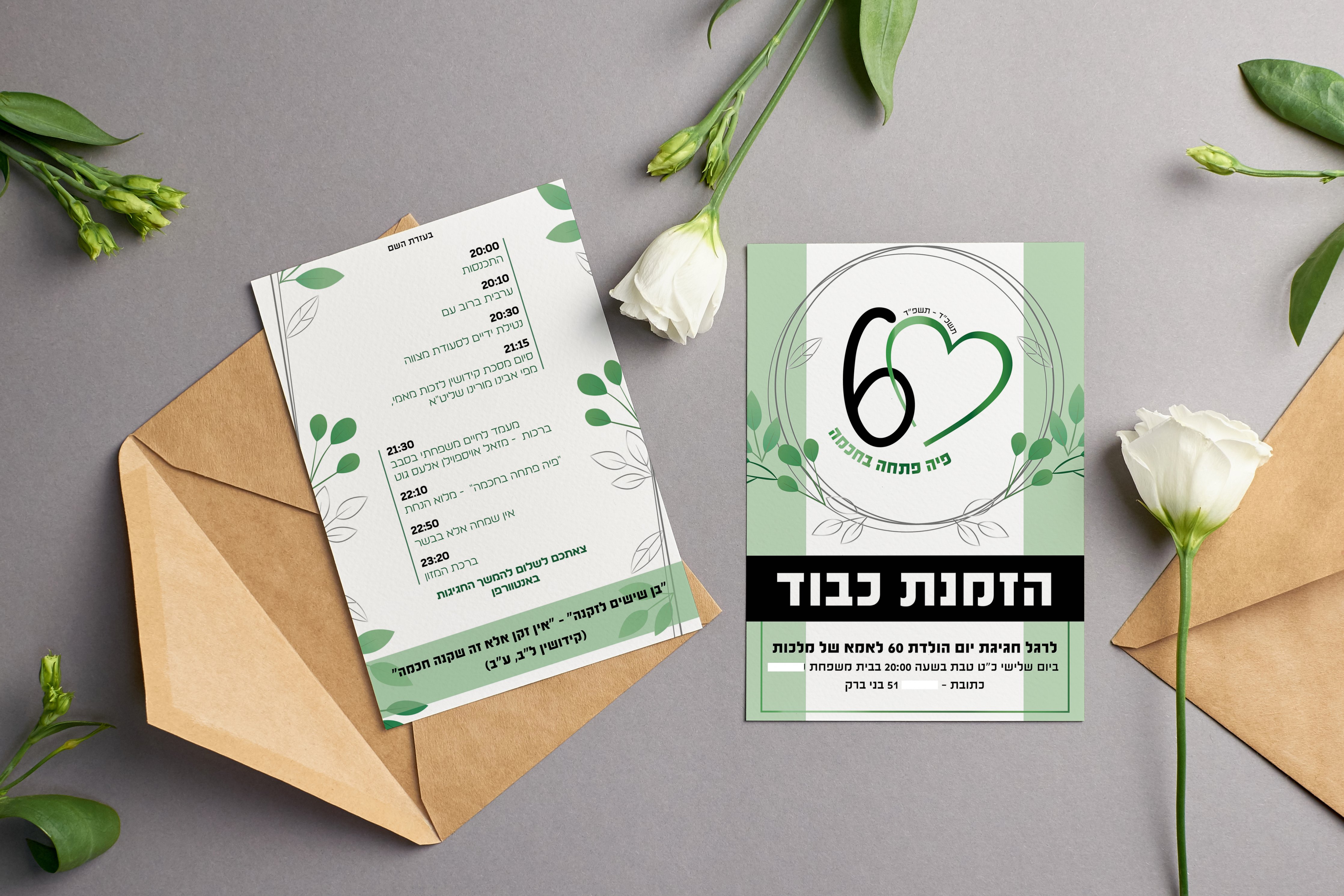 הזמנה יום הולדת 60