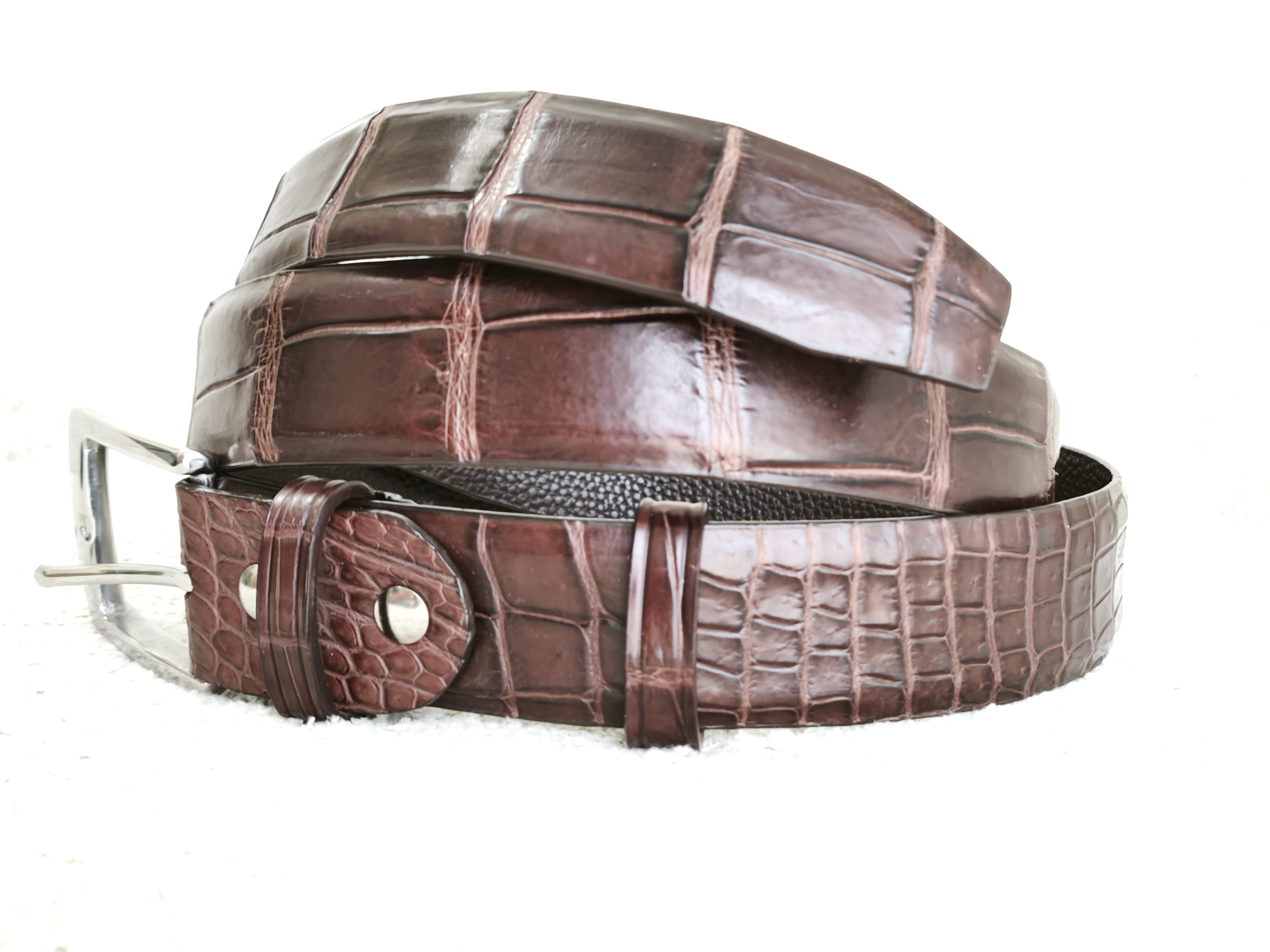 חגורה קרוקודיל חום כהה