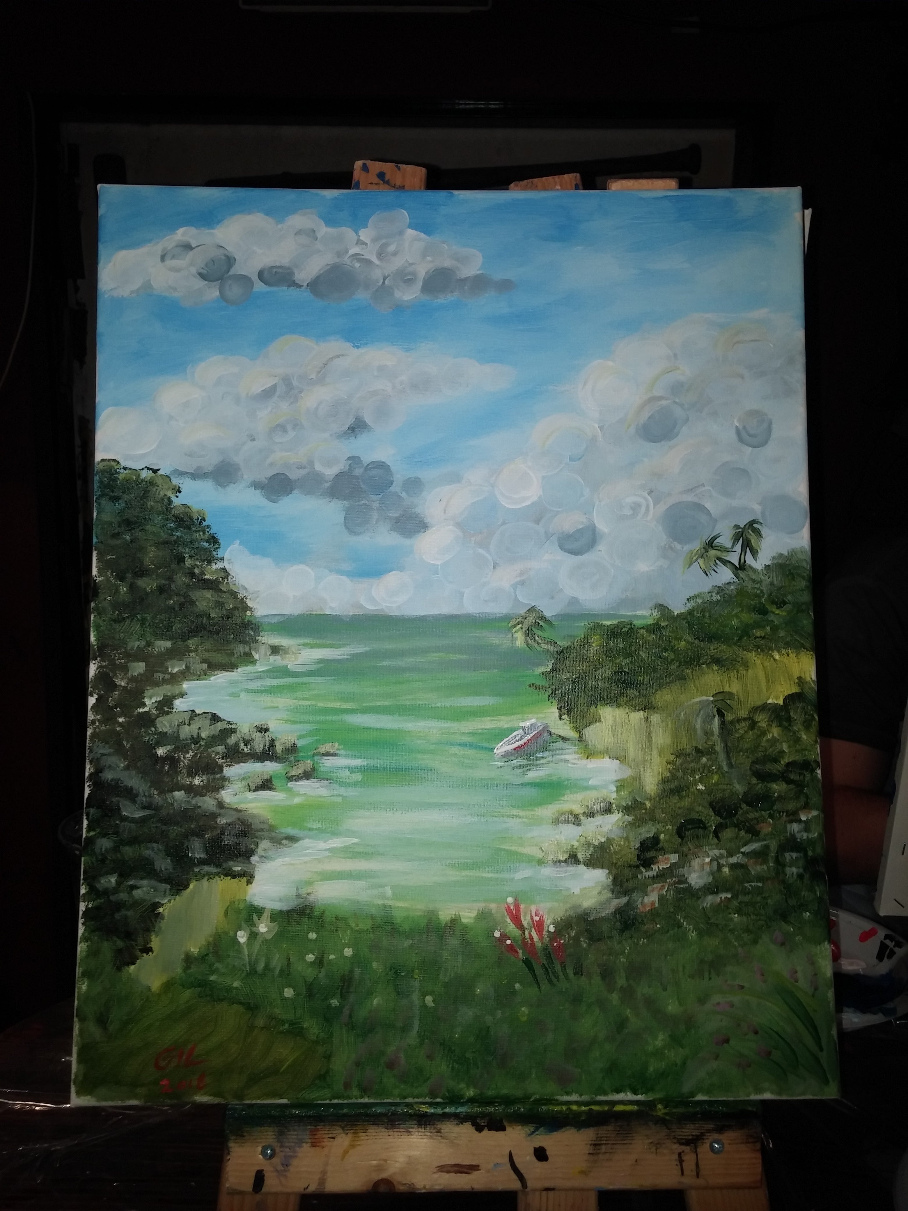 חוף נטוש. אקריל על קנבס