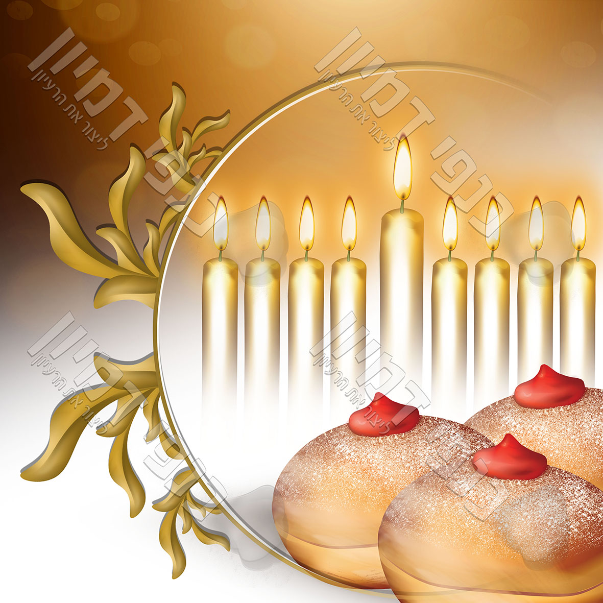 חנוכיה סופגניות ועיטור