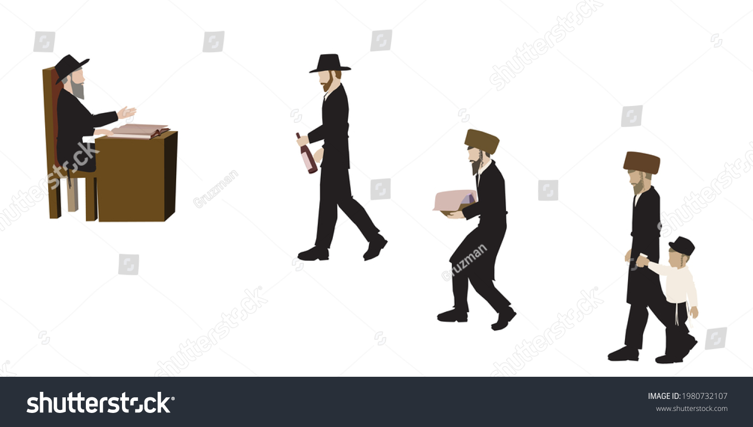 חסיד אברך ליטאי הולך לרב לאדמו ר אדמו ר אדמור רב חסידים מביא דברים וקטורי ציור -1980732107.jpg