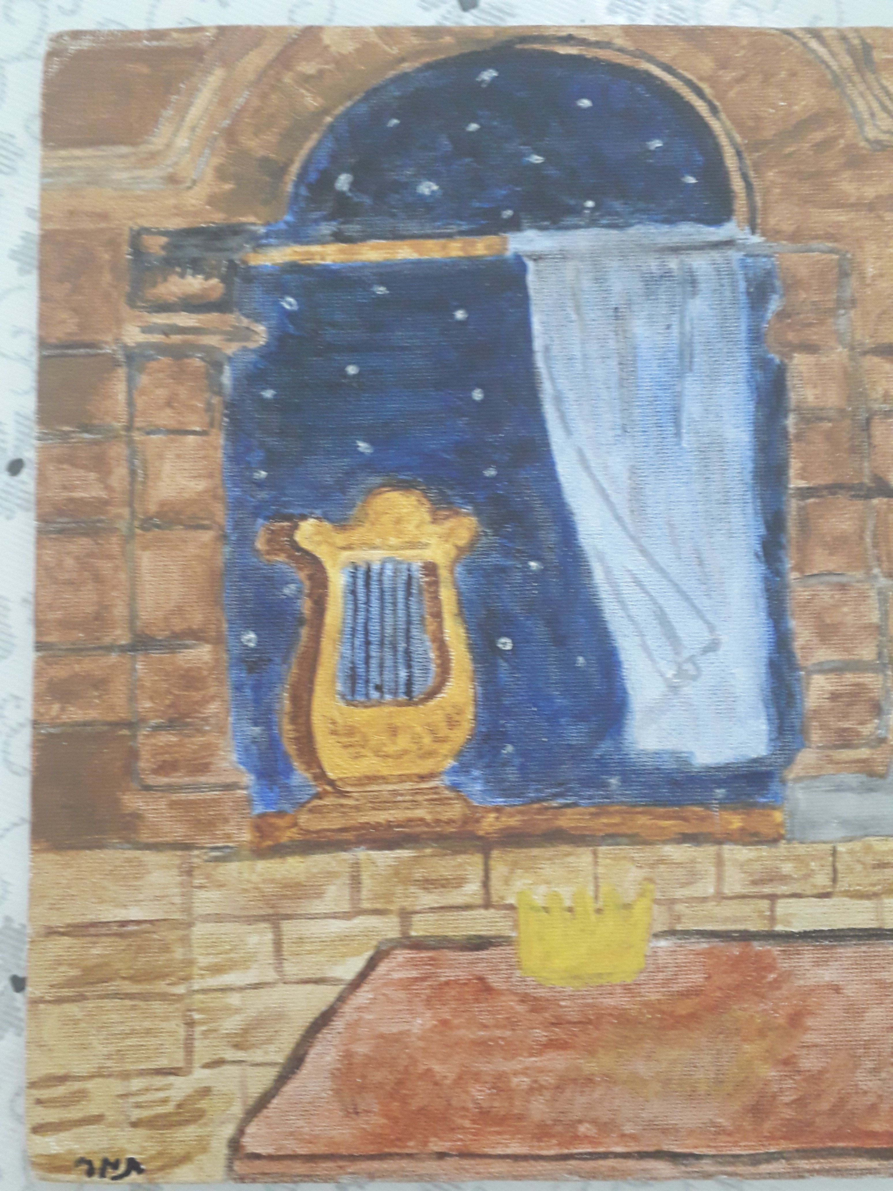 "חצות לילה..אקום להודות" אקריליק