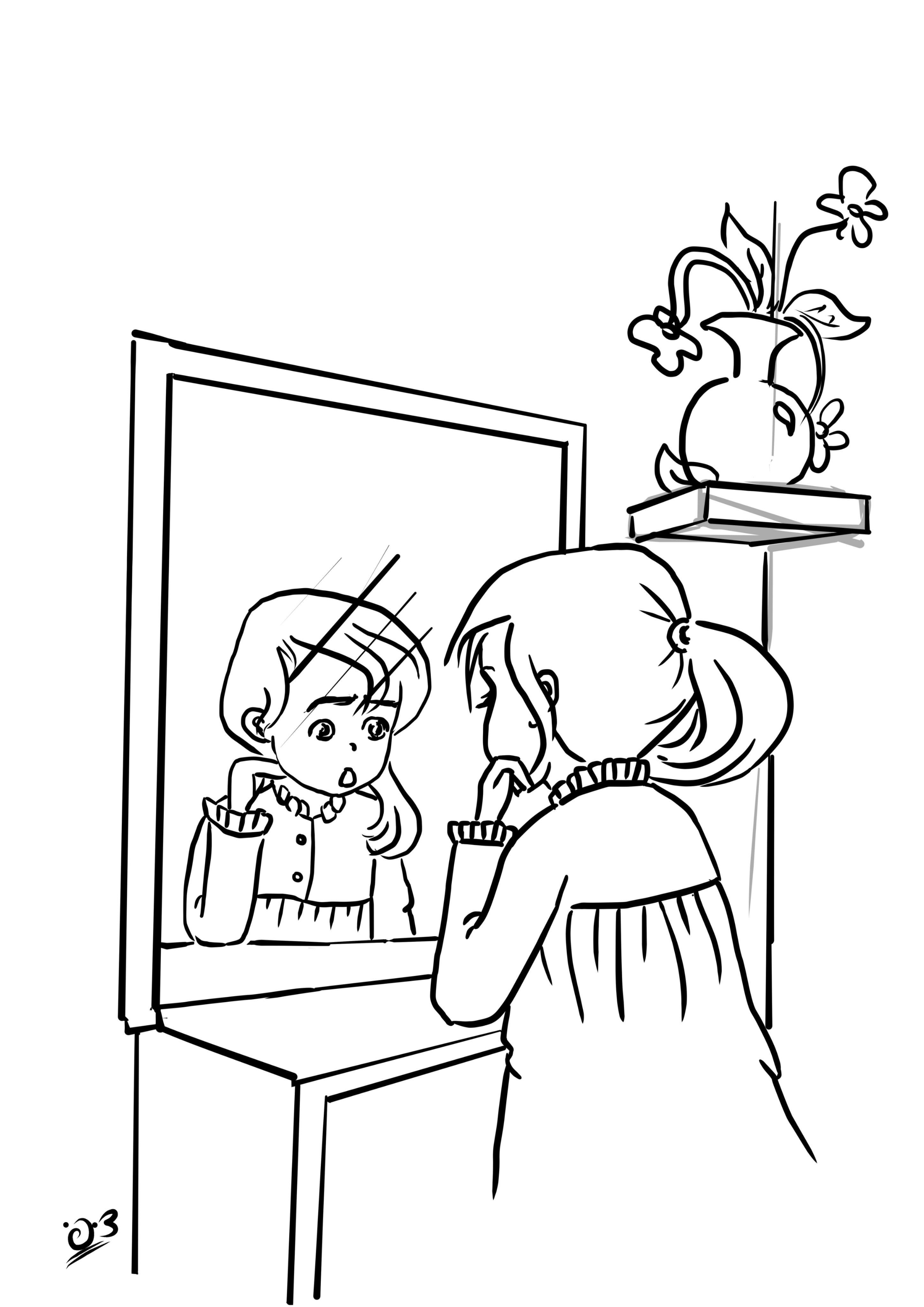 ילדה מדברת לעצמה במראה.jpg