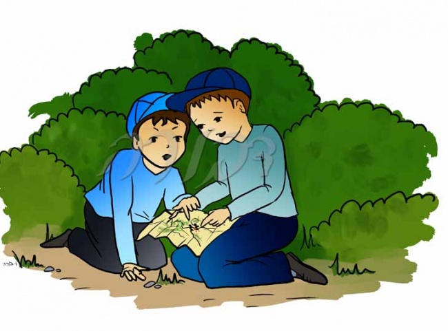 ילדים מסתכלים במפה