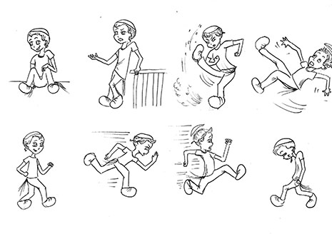 ילד בתנועות שונות