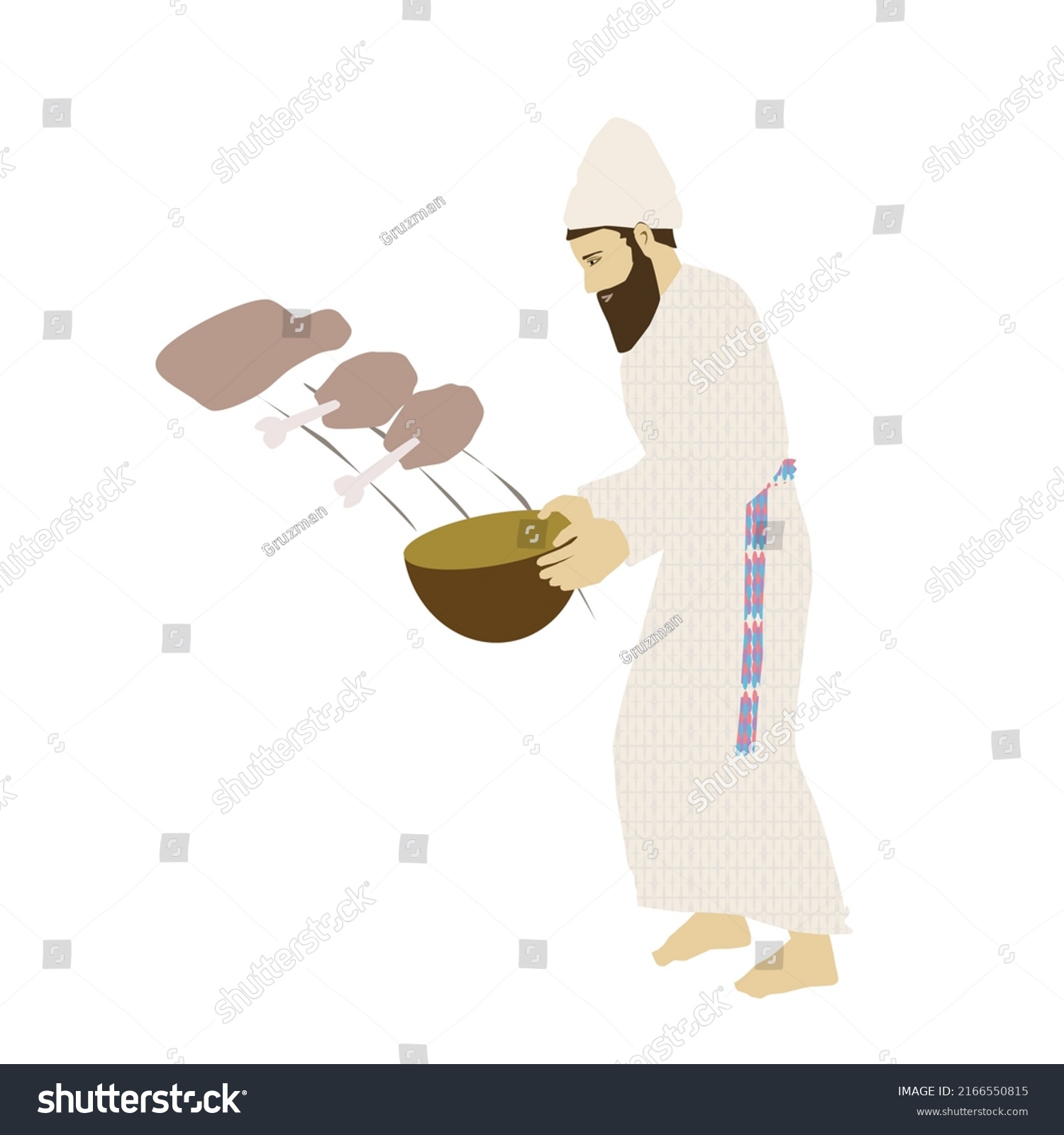 כהן זורק את הבשר הקרבן על המזבח.-2166550815.jpg