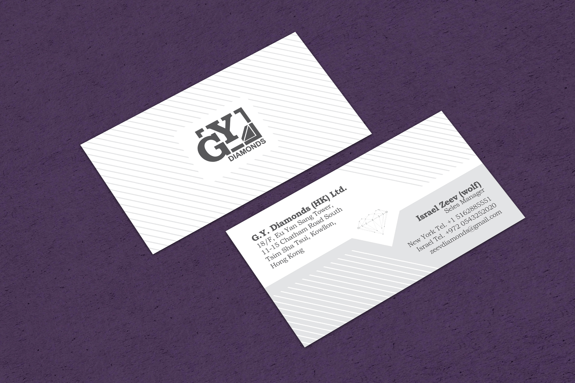 כרטיס ביקור למנהל מכירות בתחום היהלומים