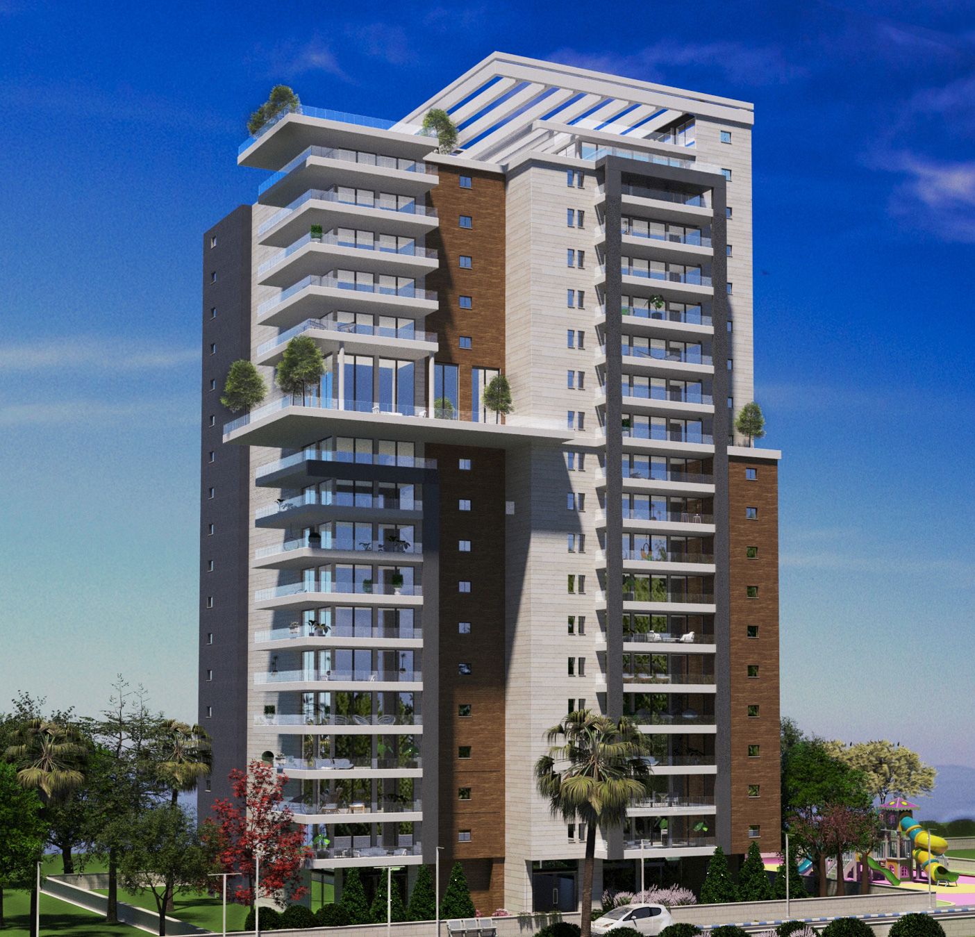 מבט מן הצד - מגדל מגורים יוקרתי