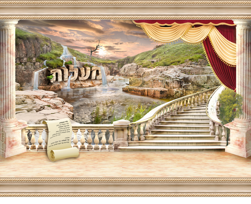 מעלות
הדפסת ענק, חיפוי קיר ללובי של מוסד.