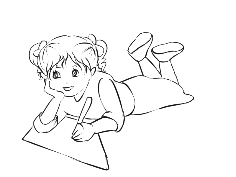 מציירת לפני צביעה