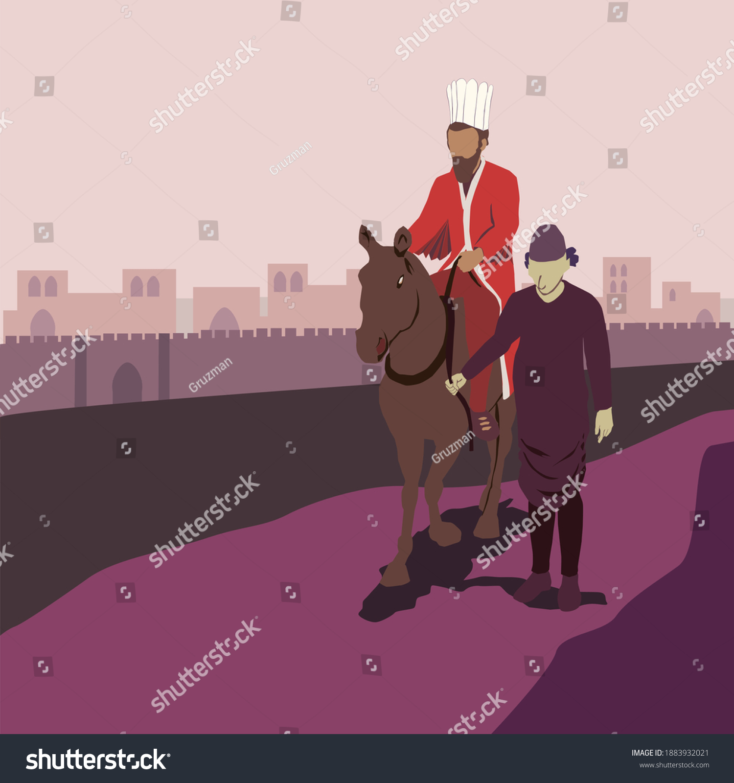 מרדכי היהודי והמן ציור וקטורי מגילת מגילת אסתר ככה יעשה לאיש אשר המלך חפץ -1883932021.jpg