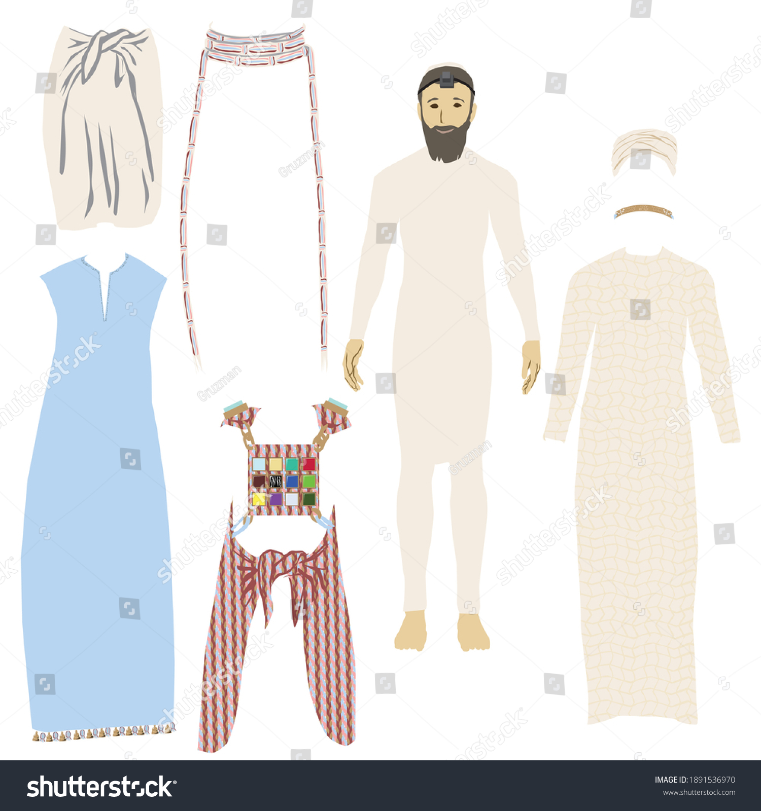 משחק גזירה והדבקה הלבשה בגדי כהונה כהן גדול הכהן הגדול חושן אפוד אפד  מצנפת 1891536970.jpg