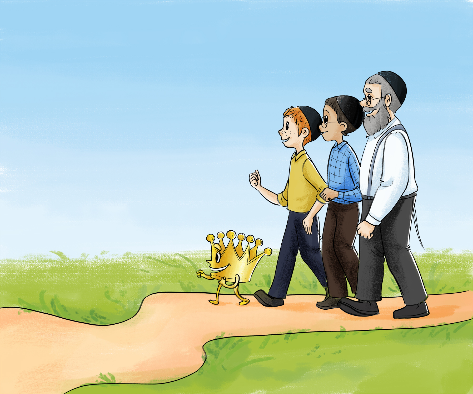 סבא והילדים הולכים- דרך צלחה.jpg