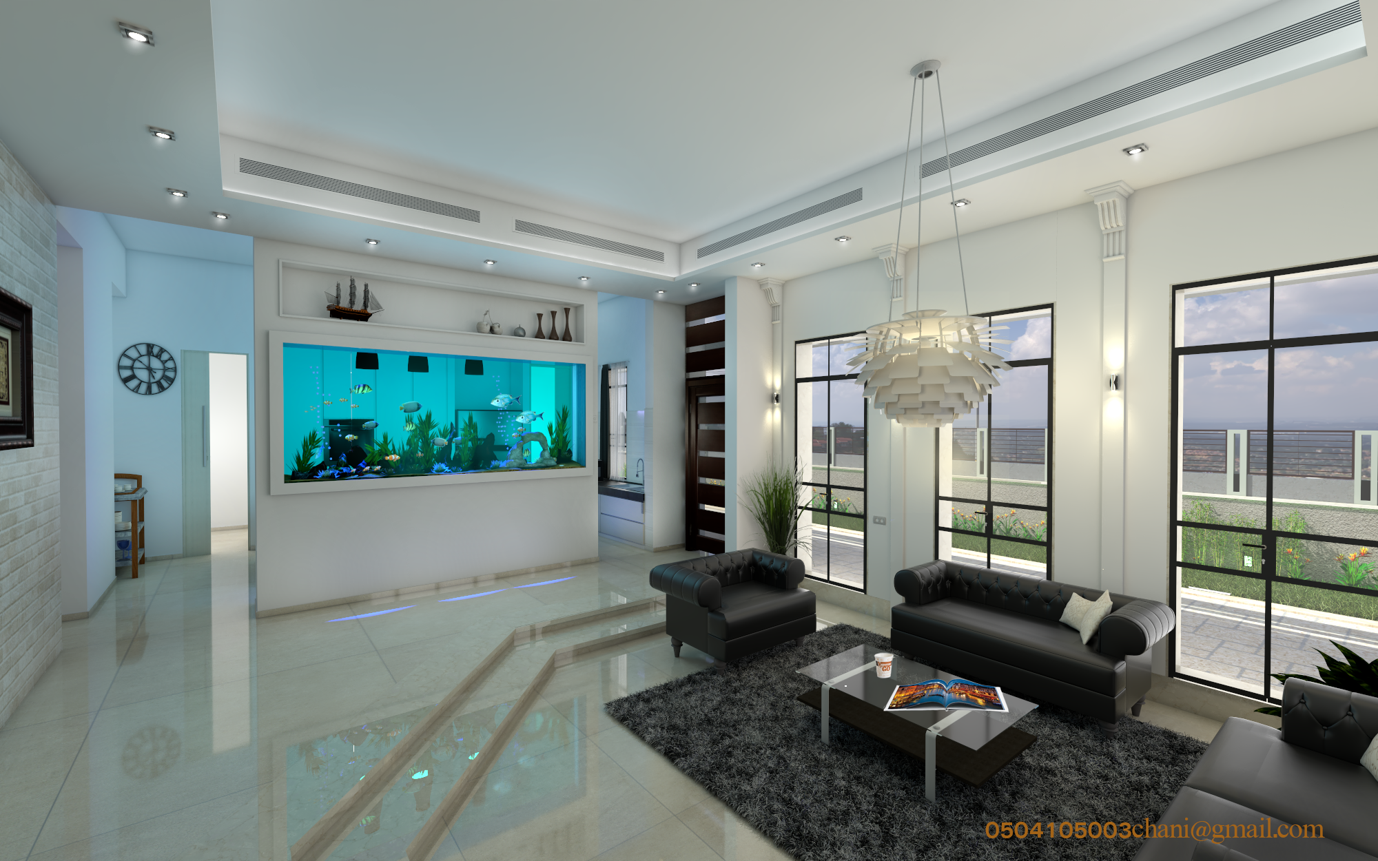 סלון מטבח אקוריום.