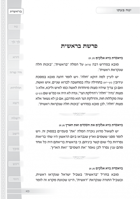 ספר רעיונות על הפרשה, עיצוב העמוד.