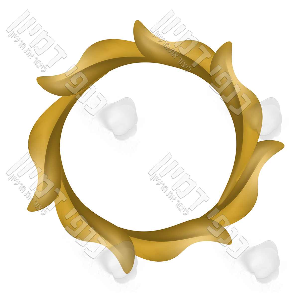 עגול עלים יפים מזהב כנפי דמיון