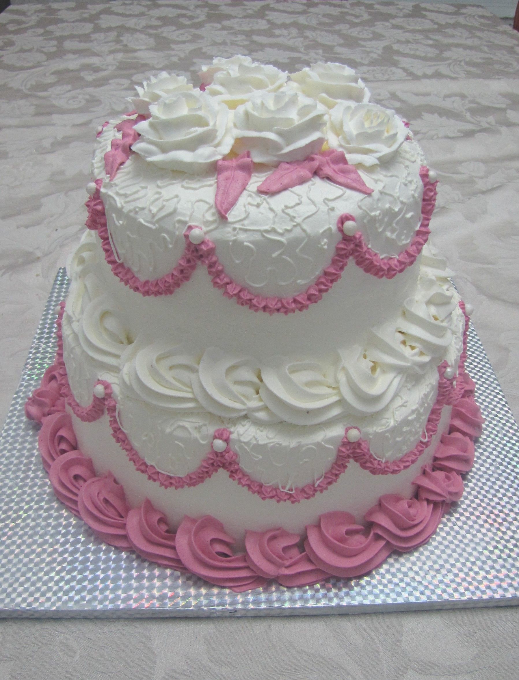 עוגת קומתיים - ורוד לבן