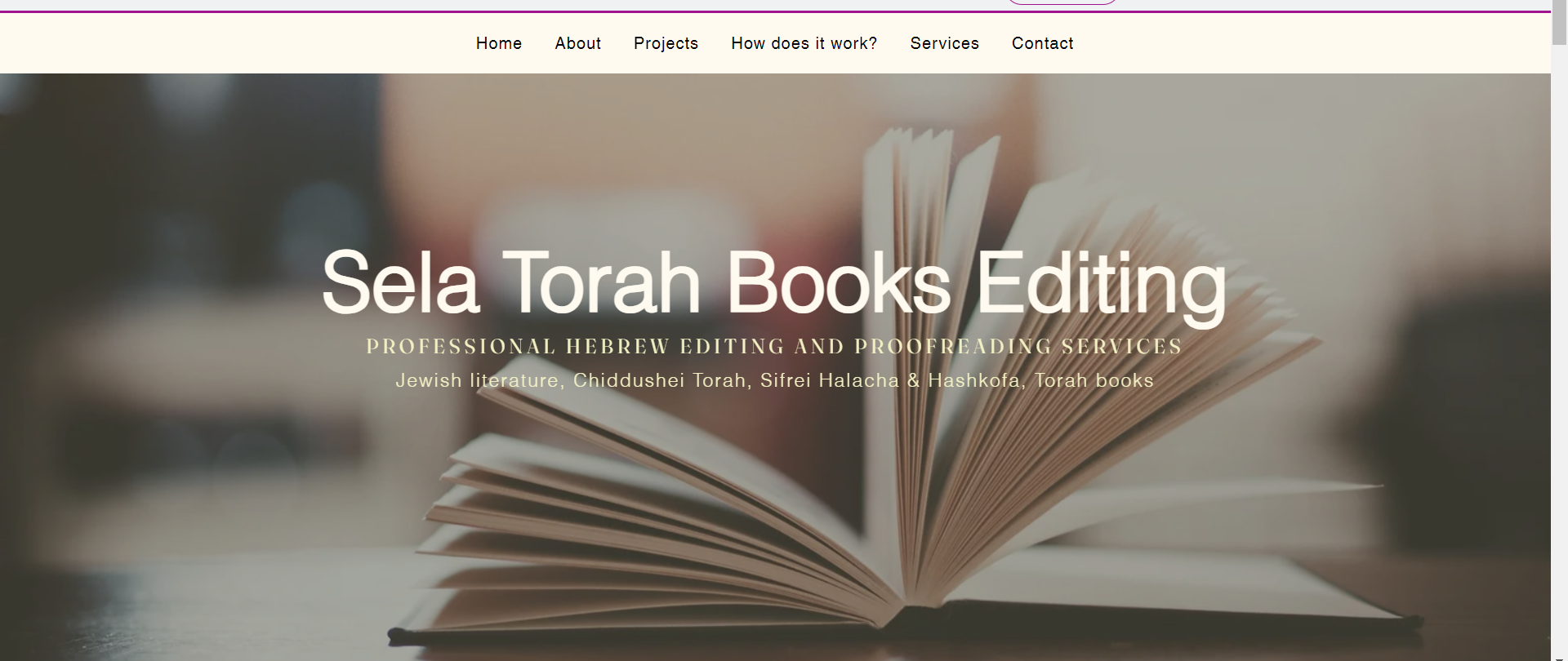 עיצוב ובניית אתר עבור עורך ספרי קודש ללקוחות בינלאומיים + כתיבת תוכן באנגלית