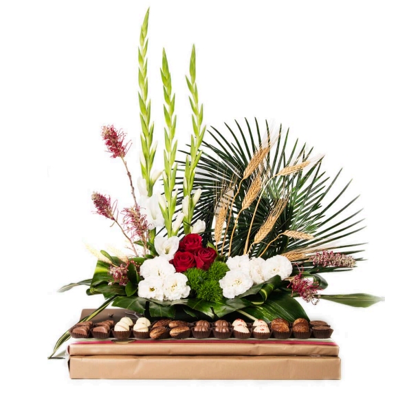 עיצוב פרחים ושוקולד בלגי