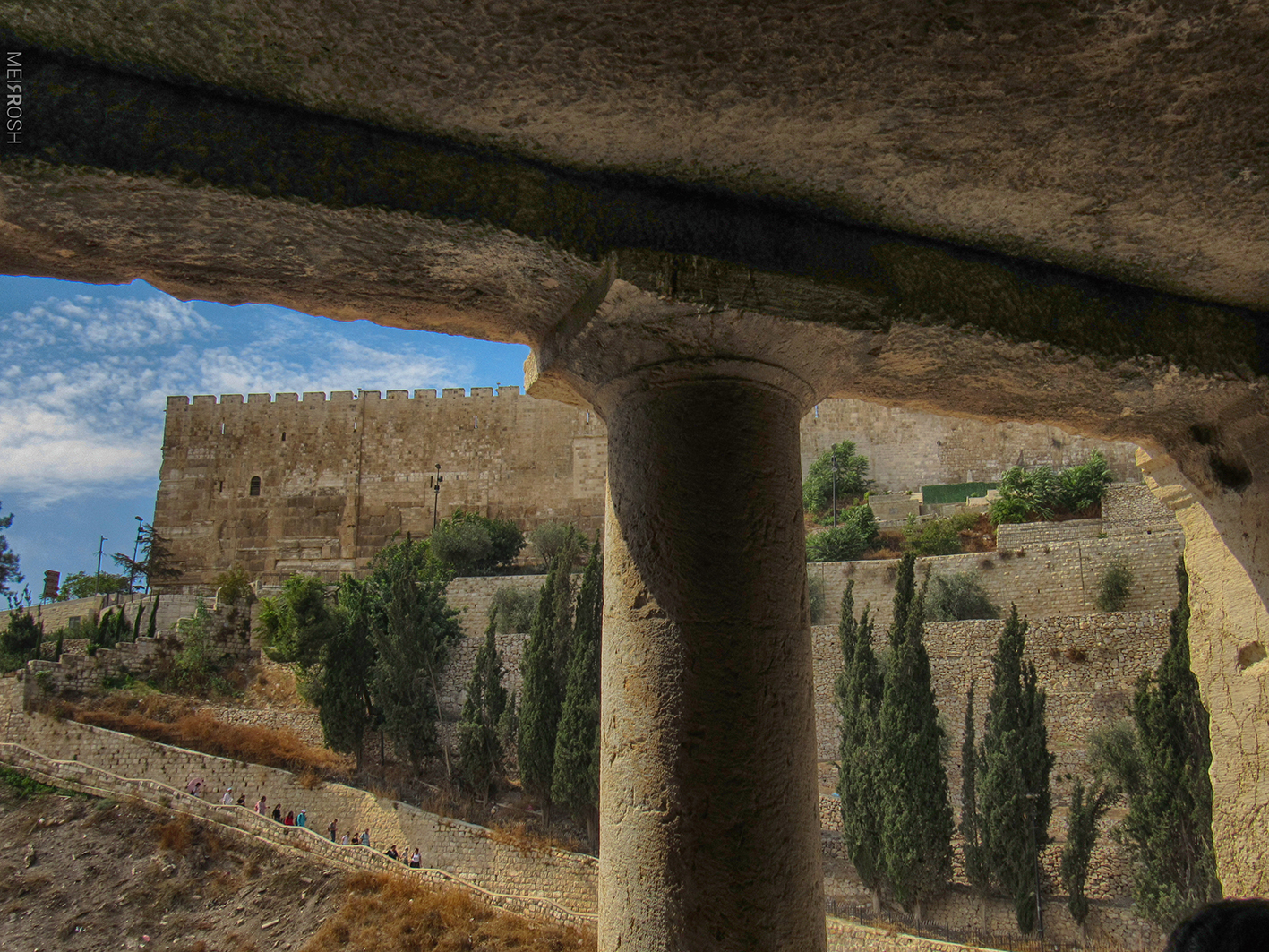 פינת הר הבית [מזרחית-דרומית] נשקפת מהר הזיתים