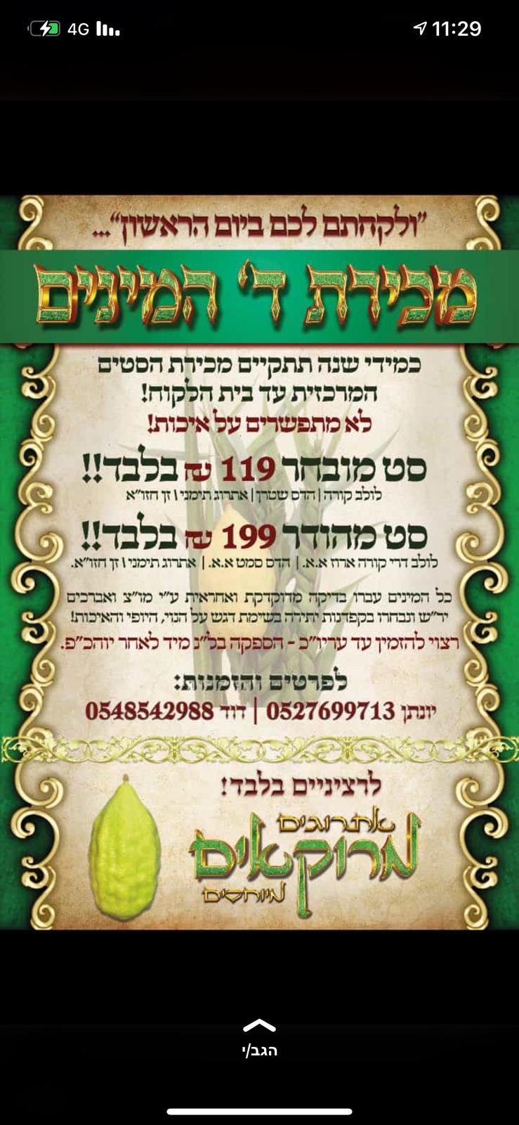 פרסום ארבעת המינים