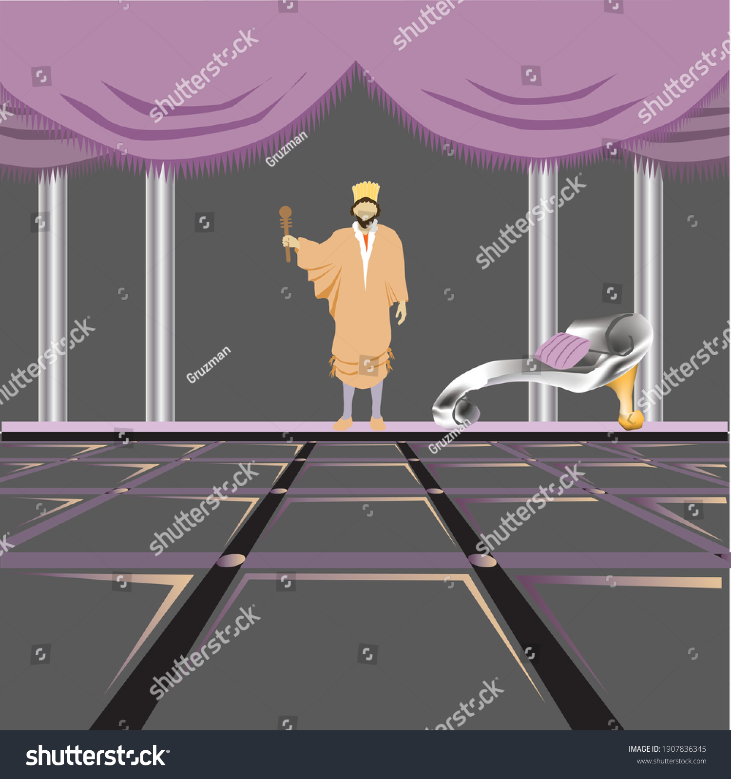 ציורי המגילה לקניה לרכישה מסחרי המלך אחשוורוש בארמון ציור וקטורי פורים מגילת אסתר -1907836345.jpg