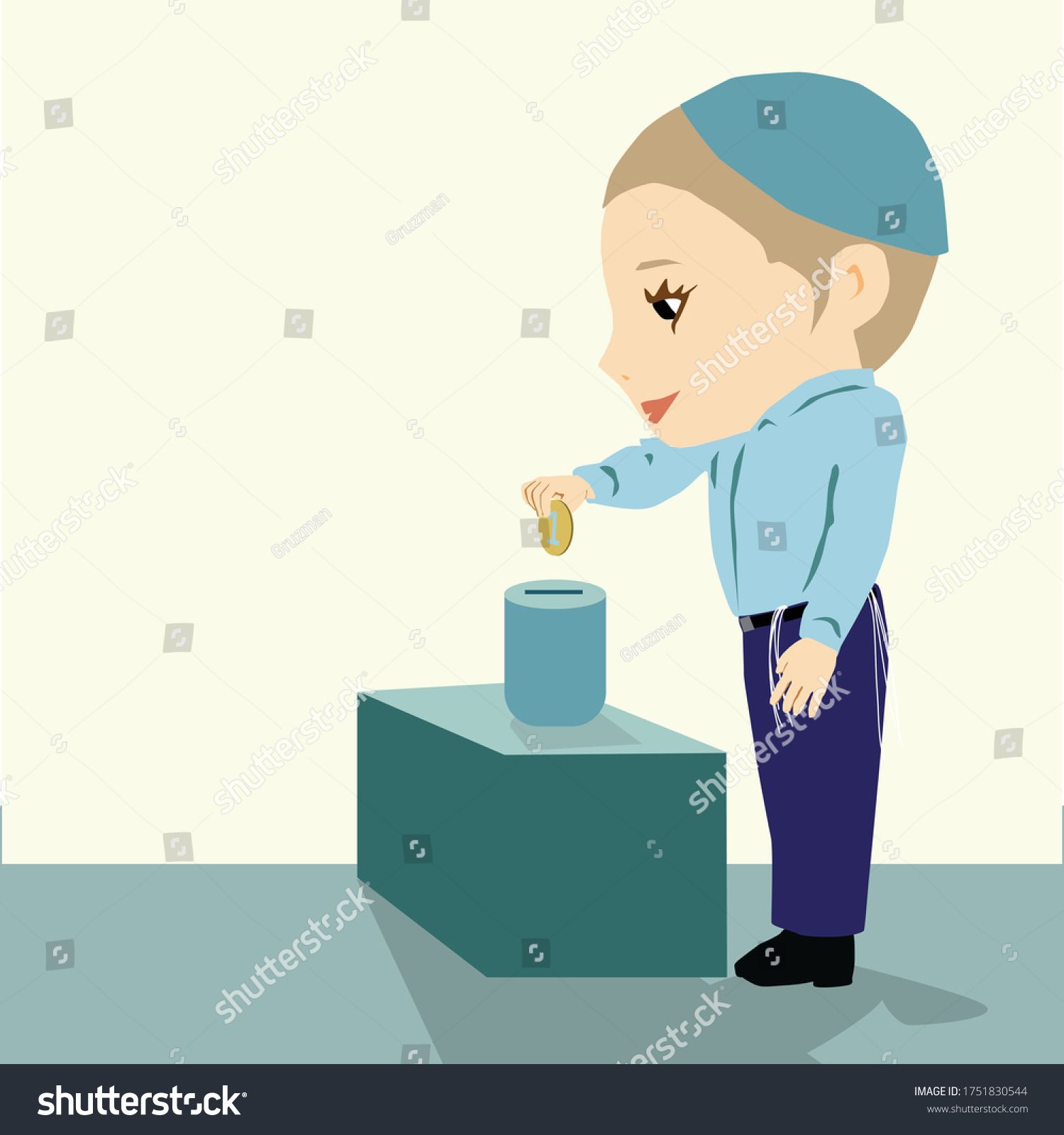 ציור איור וקטורי ילד חרדי  דתי יהודי חמוד נותן צדקה-1751830544.jpg