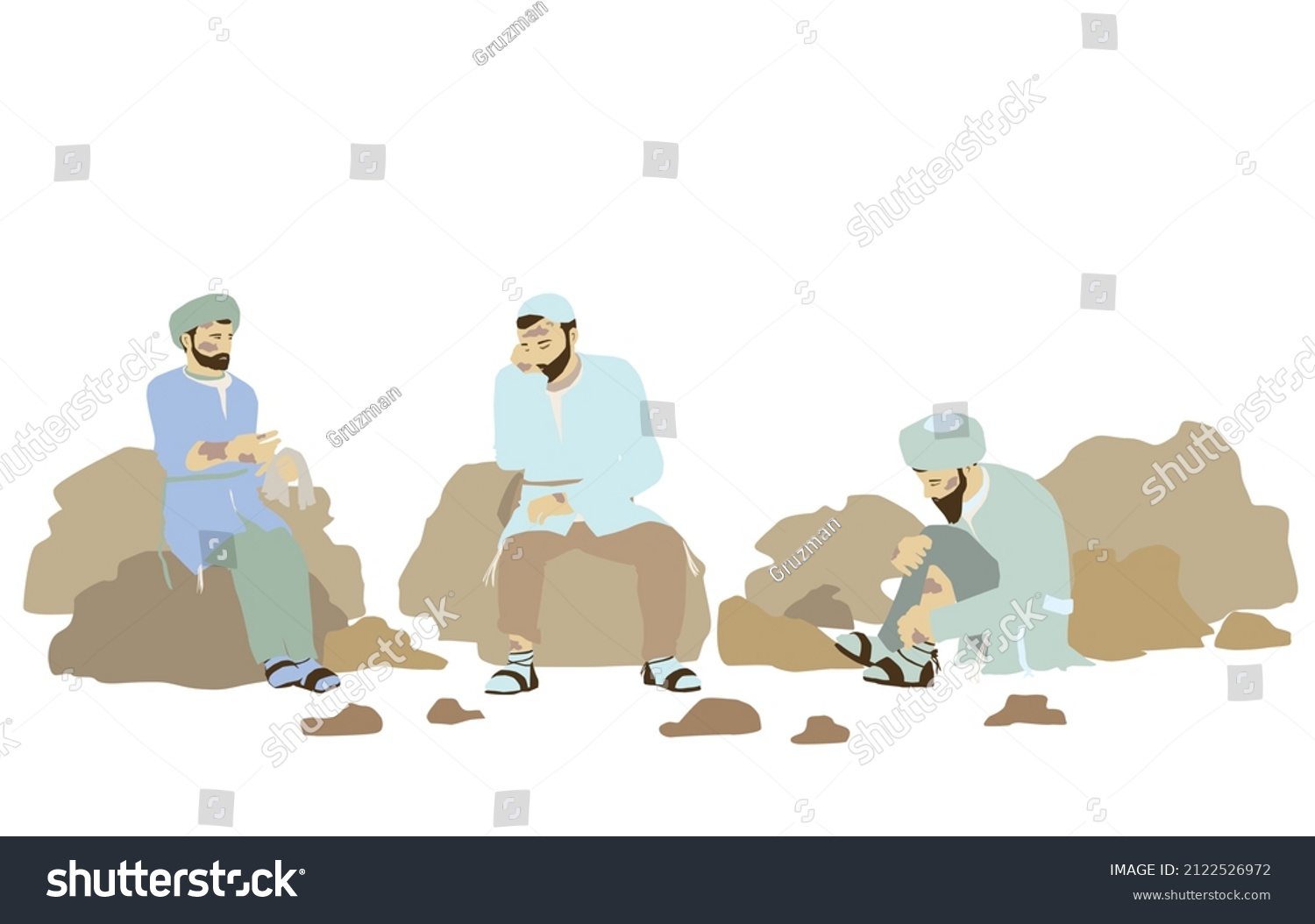 ציור איור וקטורי מצרעים טמאים צרעת חולה הגוף נגע נגעים בית המצורעים ירושלים מחוץ למחנה איסור ט...jpg