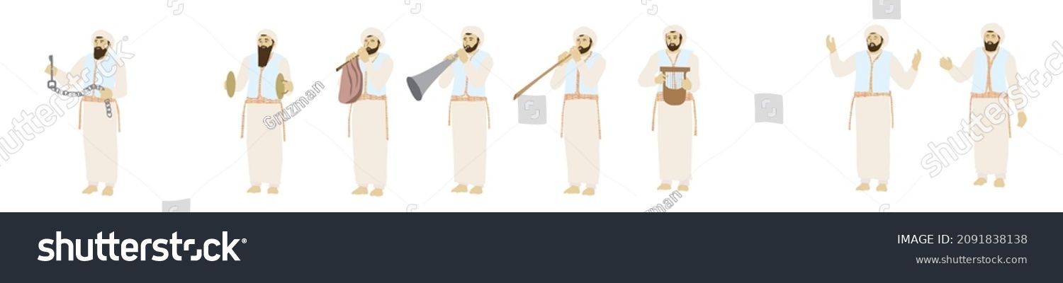 ציור איור וקטור ווקטור וקטורי קליפארט קליפ ארט לוי לווים לויים שבט משרתים במקדש שרים מנגנים בב...jpg