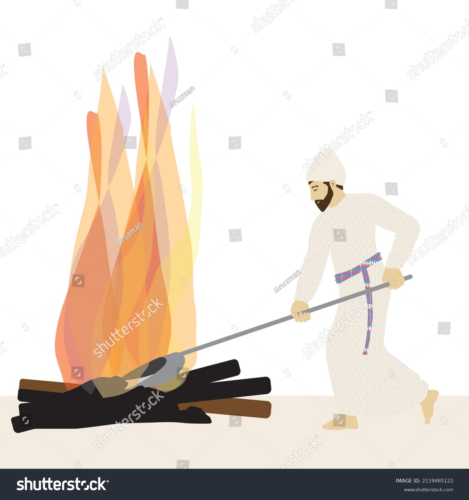 ציור וקטורי וקטור איור קליפארט של כהן בבגדי כהונה מרים תרומת הדשן לוקח אפר מהמזבח בבית המקדש ע...jpg