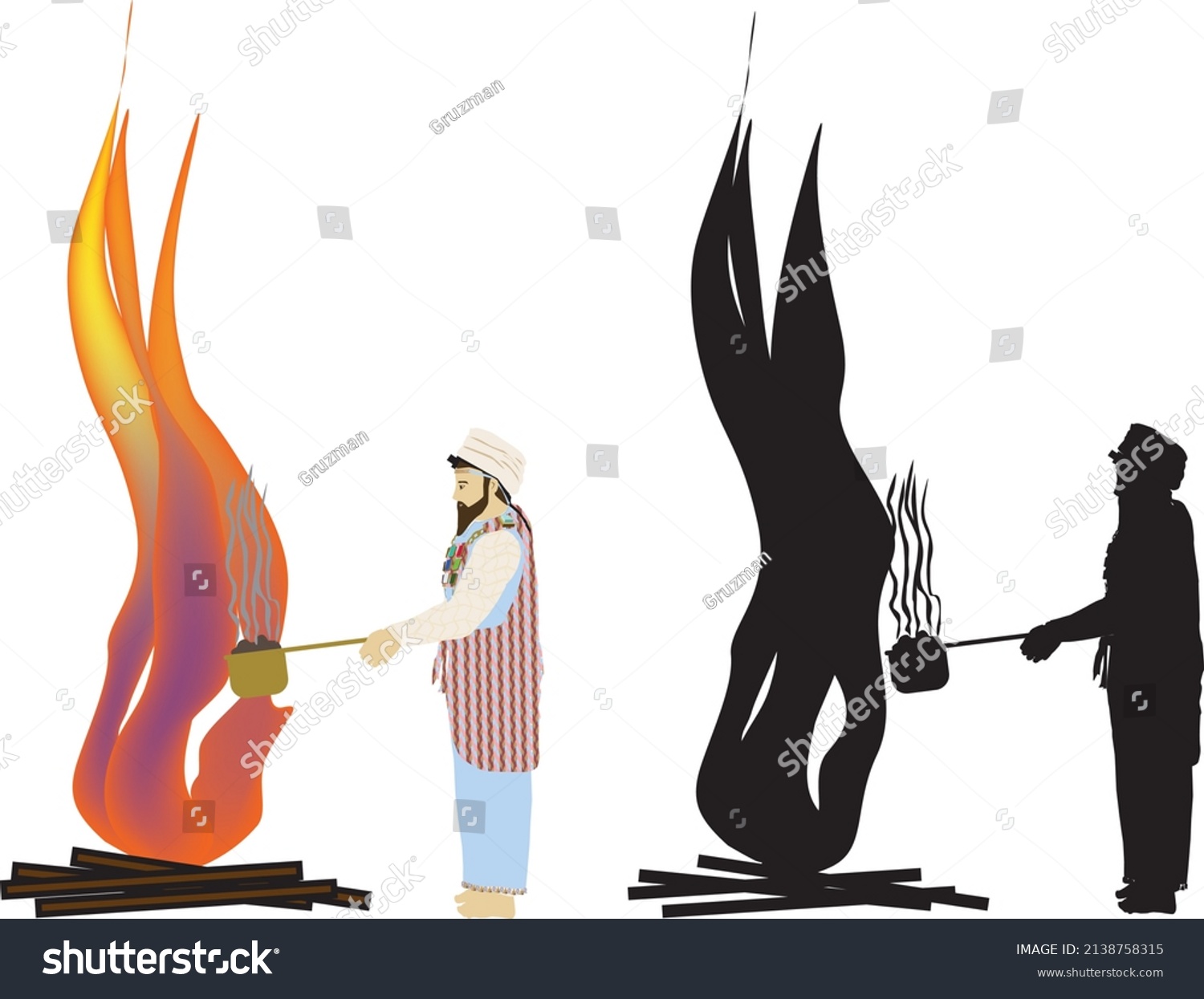 ציור וקטורי צבעוני צללית שחורה כהן גדול מקריב מנחת חביתין מנחה בוקר וערב 12 חלות עבודת כהן גדו...jpg