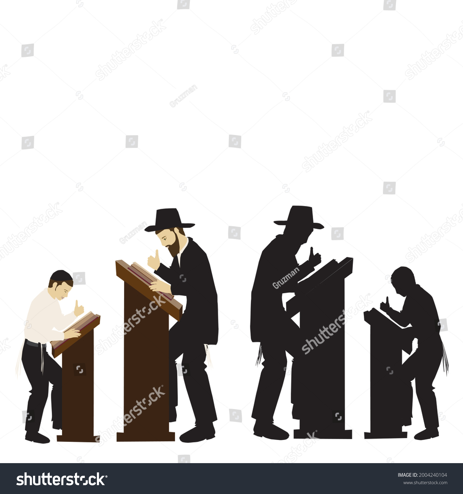 ציור וקטורי צללית קליפ ארט קליפארט לימוד תורה לומדים תורה אברך רב תלמיד סטנדר סטנדרים לומדים ג...jpg