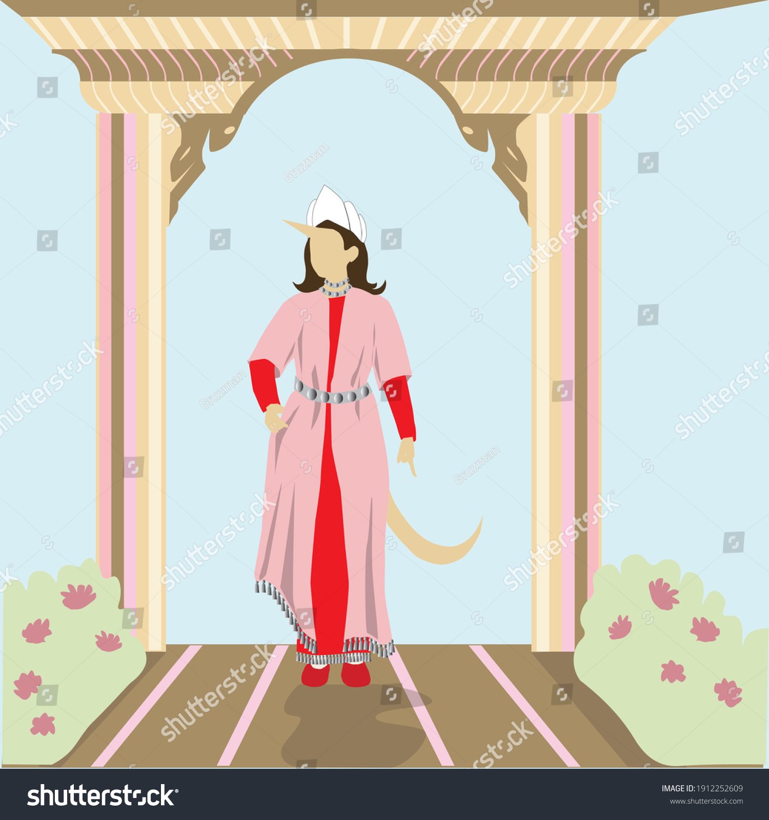 ציור וקטורי של ושתי לקניה מגילת אסתר ציורי המגילה פורים -1912252609.jpg