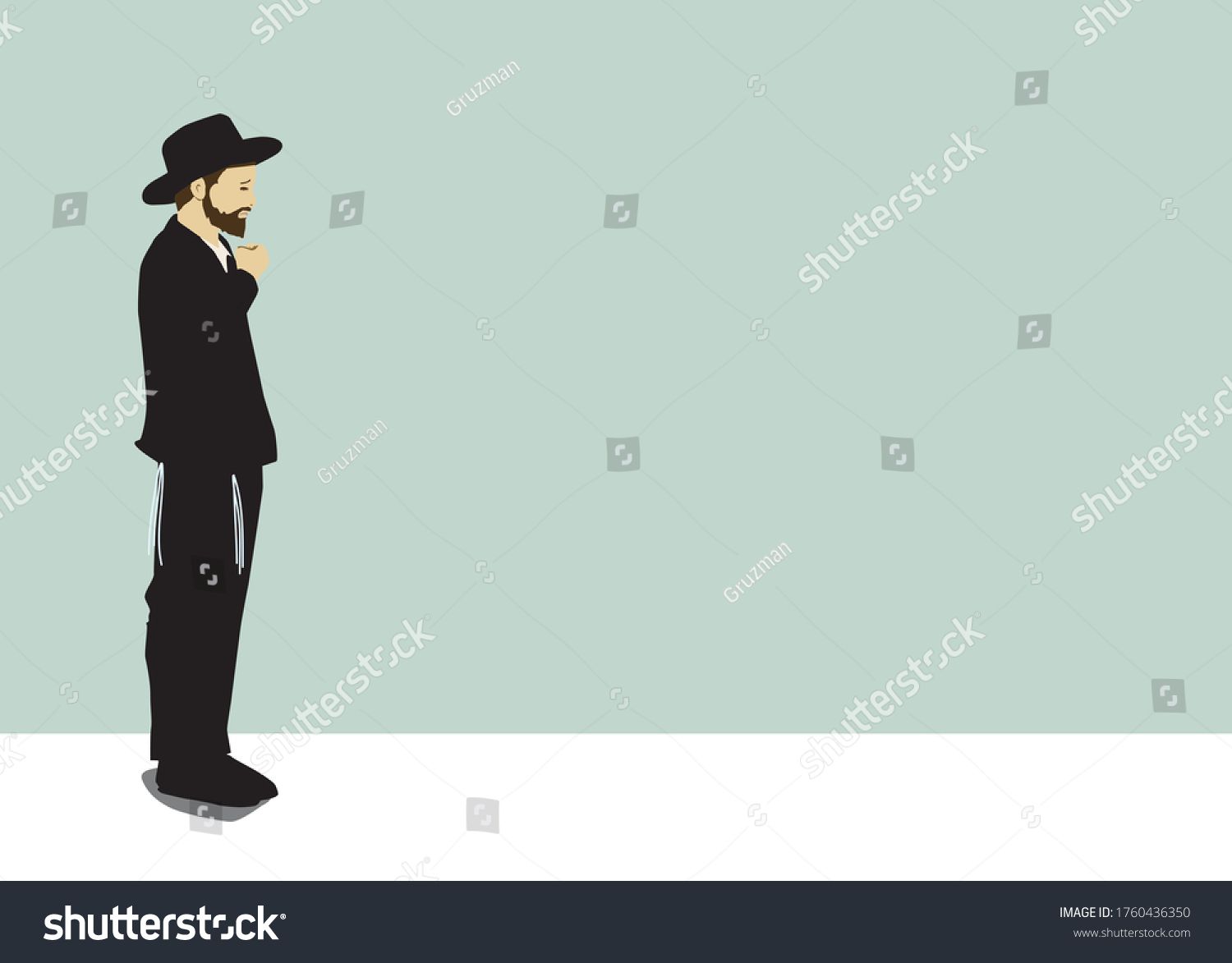 ציור וקטורי של חסיד חרדי אומר תחנון מכה על חטא-1760436350.jpg