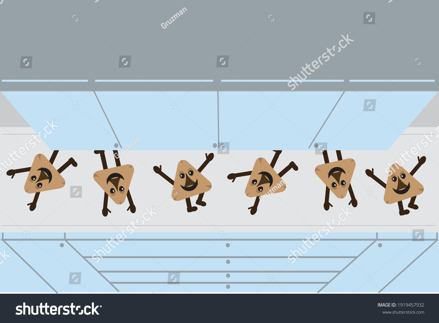 ציור וקטור קליפ ארט קליפארט פורים של אזני אוזני המן רוקדים על השיש מבט מלמעלה-1919457932.jpg