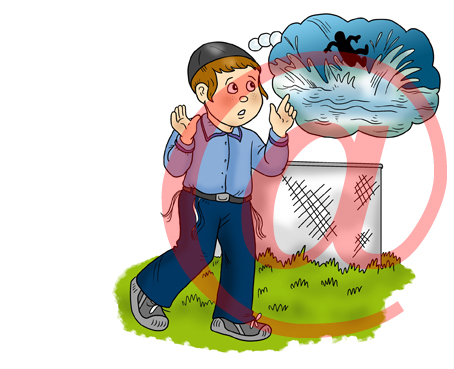 ציור לעיתון 'קומיקס' - מטבעות לשון/קפיצה למים עמוקים