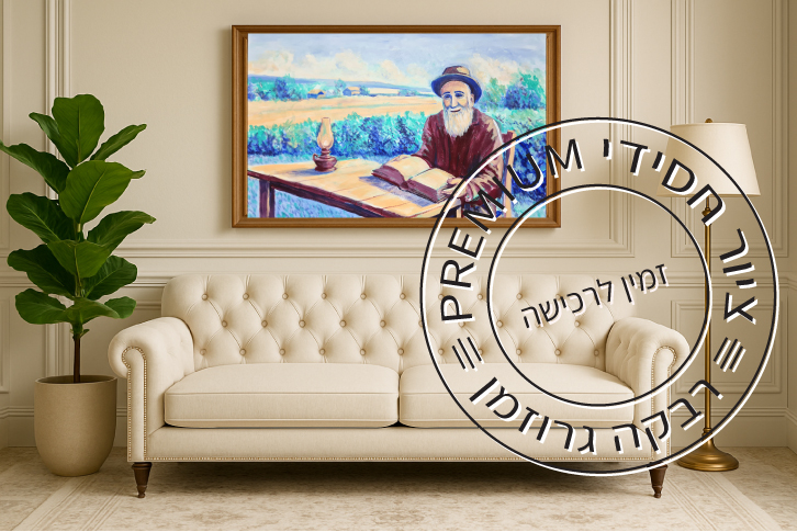 ציור-מקורי-לסלון-של-חסיד-לומד-בשדה,-יודאיקה,-רבקה-גרוזמן