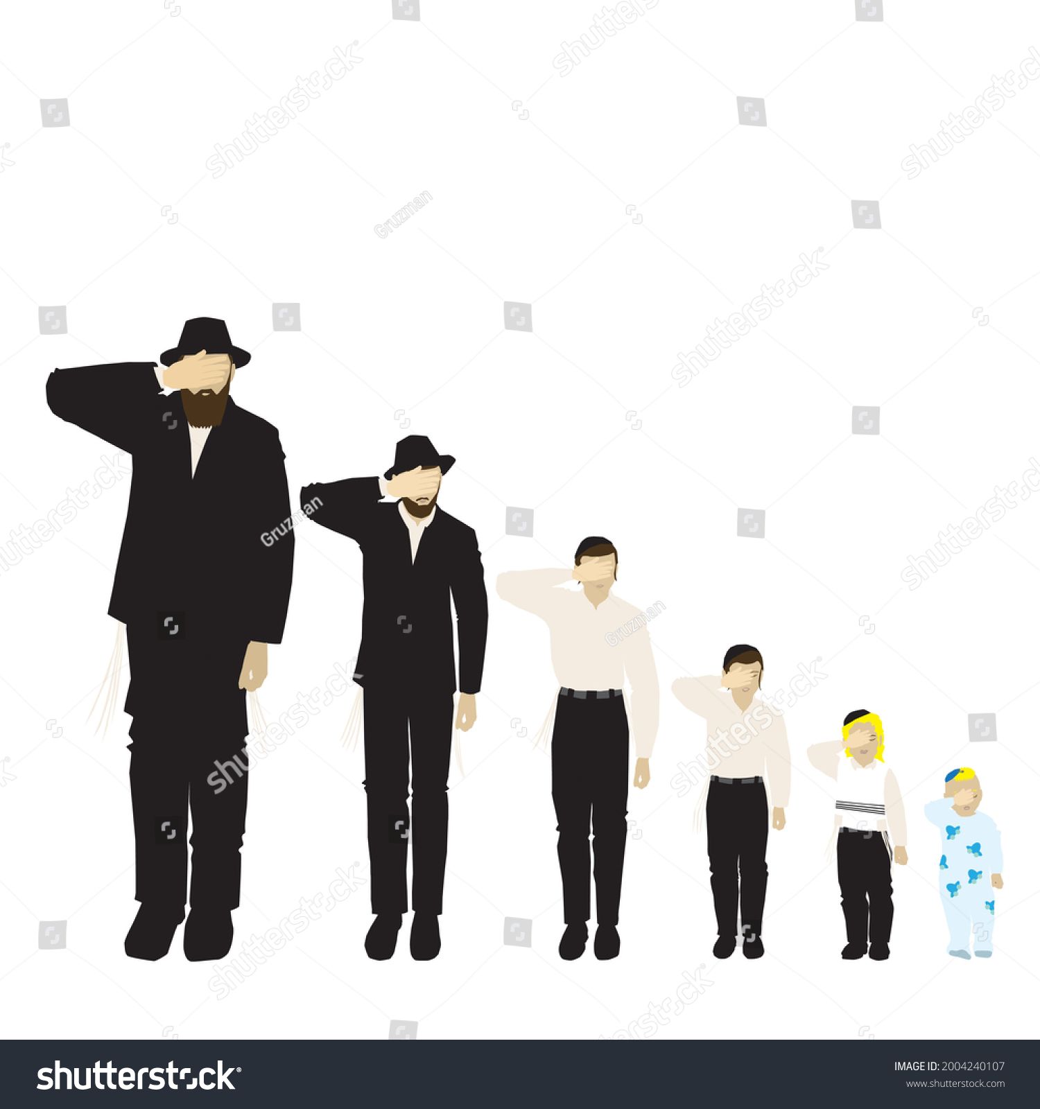 ציור של יהודים קוראים קריאת שמע קורא יהודי ילד אברך חסיד אומר בחור נער ילד בן חרדי דתי 2004240...jpg