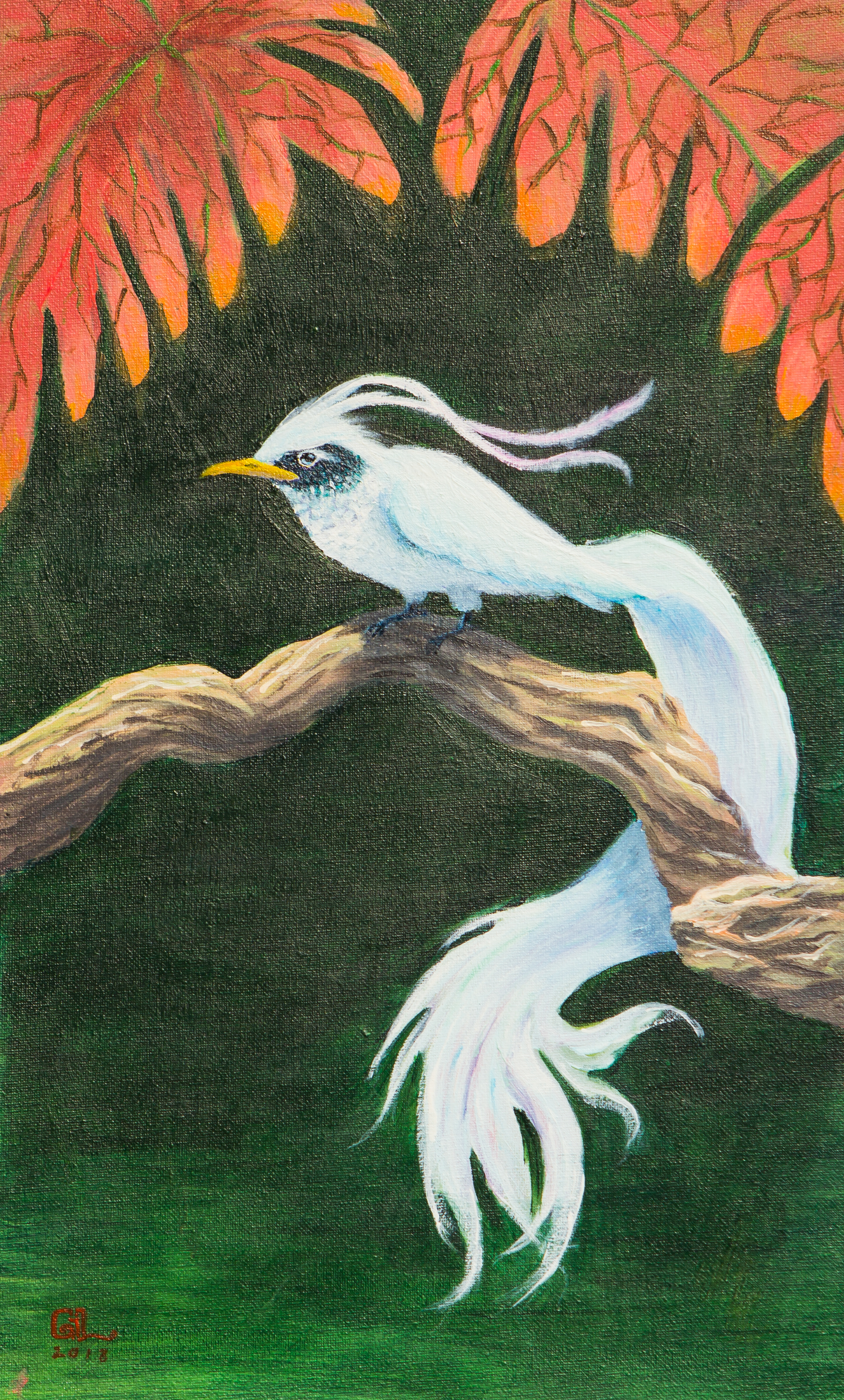 ציפ ציפור מפונפנת.. כמה גלגולים שהציור הזה עבר... אקריל על קנבס