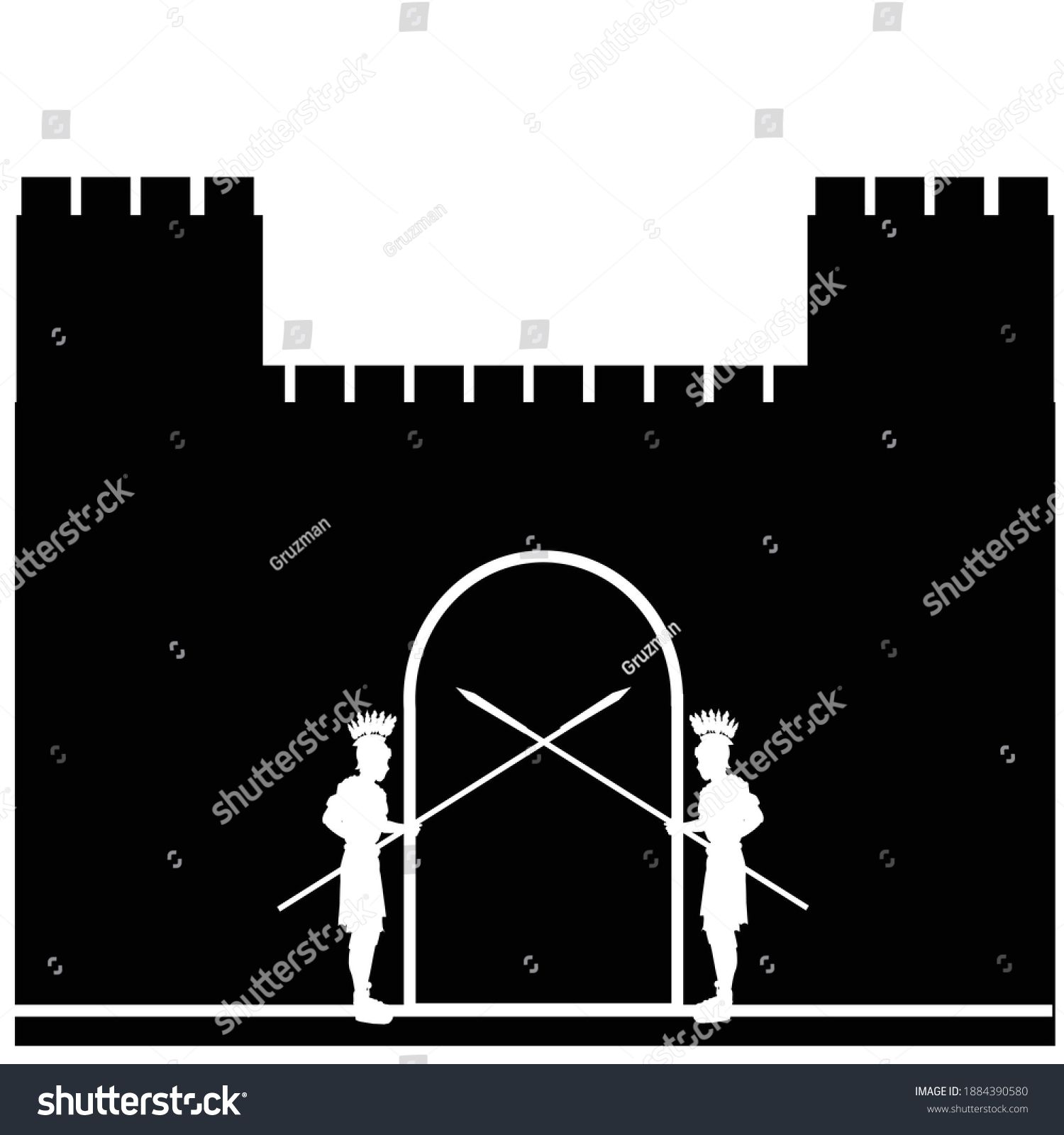 צללית אייקון ציור וקטורי חיילים רומאים צרים על ירושלים חוסמים את היציאה שבעה עשר בתמוז 1884390...jpg