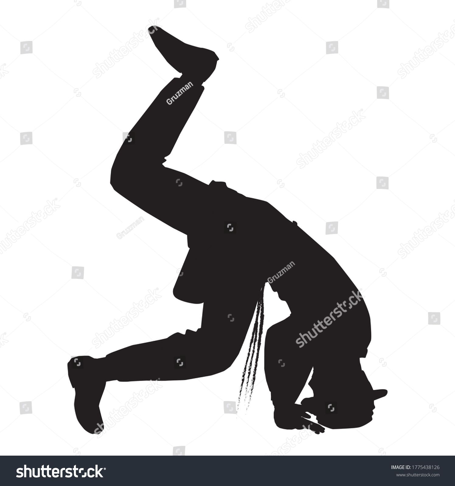 צללית שחורה של חסיד עושה קולע על הראש עמידת ידיים סאלטה סלטה גלגלון וקטורי קליפארט -1775438126.jpg