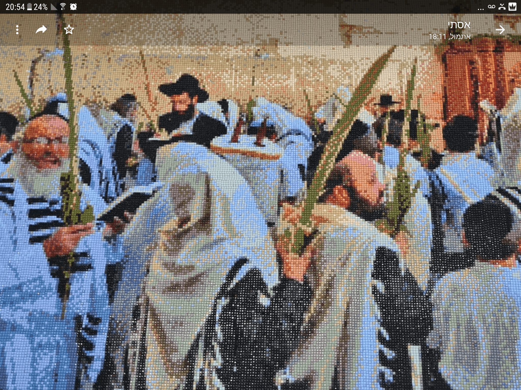 קישוט לסוכה. 50 על 70 סמ. 60 אלף יהלומים.