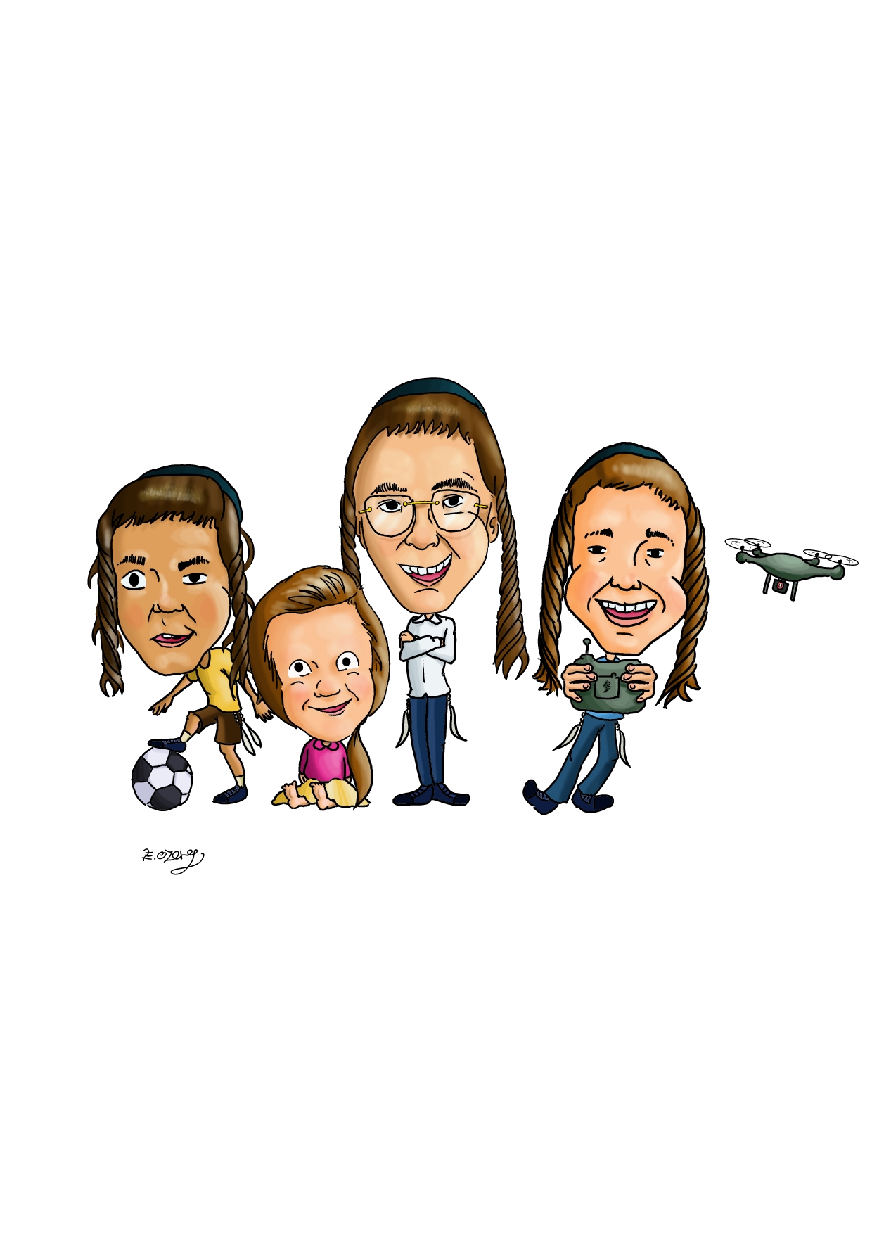 קריקטורה משפחה (רק הילדים)