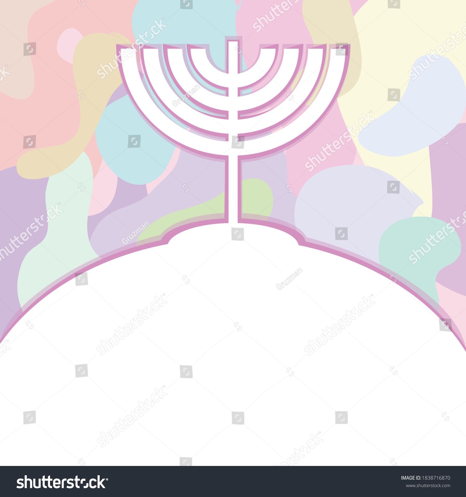 רקע וקטורי ציור חנוכיה הזמנה כרטיס ברכה צבעי פסטל מעורבב יוניקורן חד קרן-1838716870.jpg